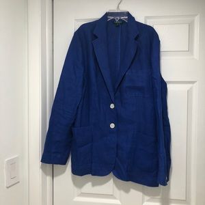 Ralph Lauren blue linen blazer, size 14.